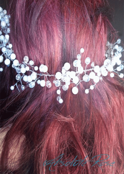 Украса за коса - диадема с перли и кристали White Light